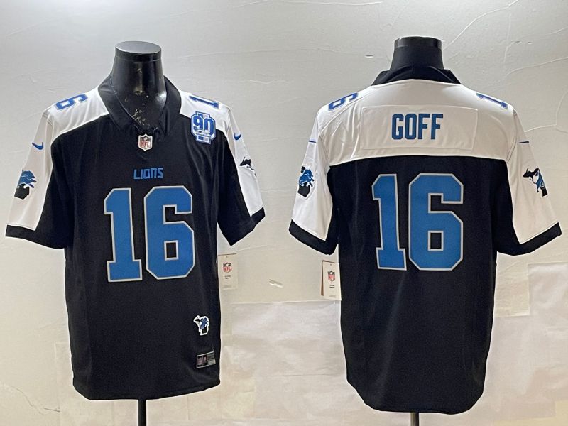 Men Detroit Lions #16 Goff Black Thanksgiving three generations 2025 Nike Limited NFL Jersey style 3->detroit lions->NFL Jersey